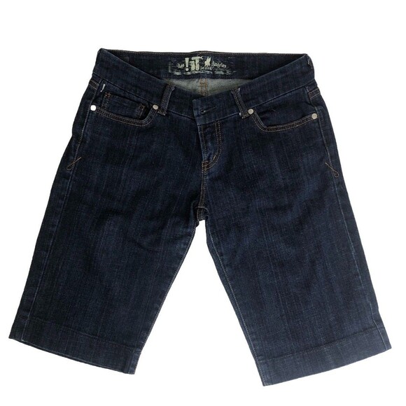 !iT LA Women’s Jean Shorts 29 Bermuda Dark Blue Wash Denim Walking Stretch EUC - Picture 1 of 7
